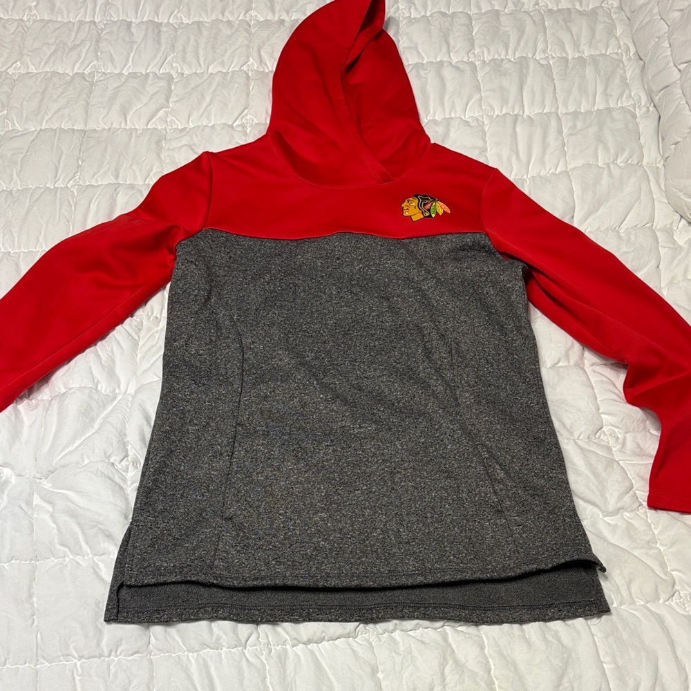 Fanatics Blackhawks Red and Gray Women's Hoodie